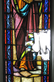broken church window closeup